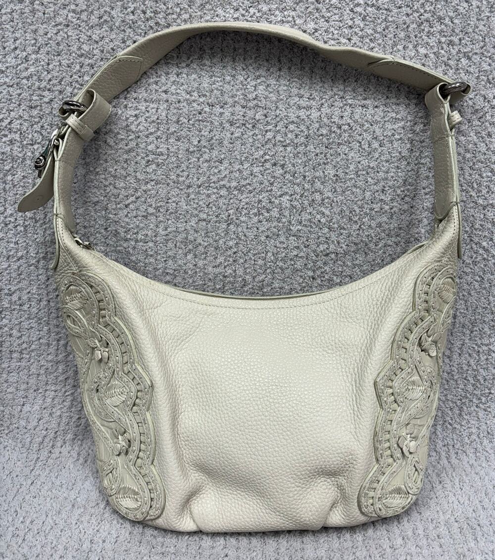 Brighton Chalk White Leather Shoulder Bag Hobo Purse #76535